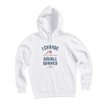 I Charge Small Waves Pullover Hoodie — White (front)
