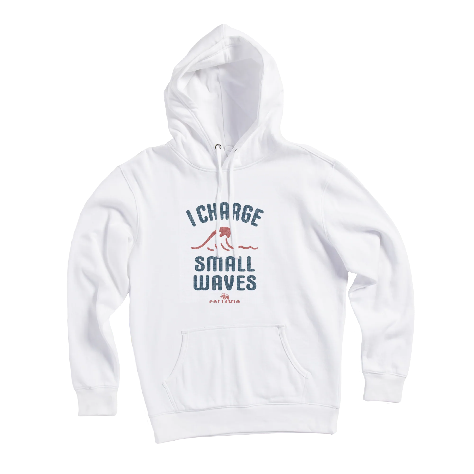 I Charge Small Waves Pullover Hoodie — White (front)