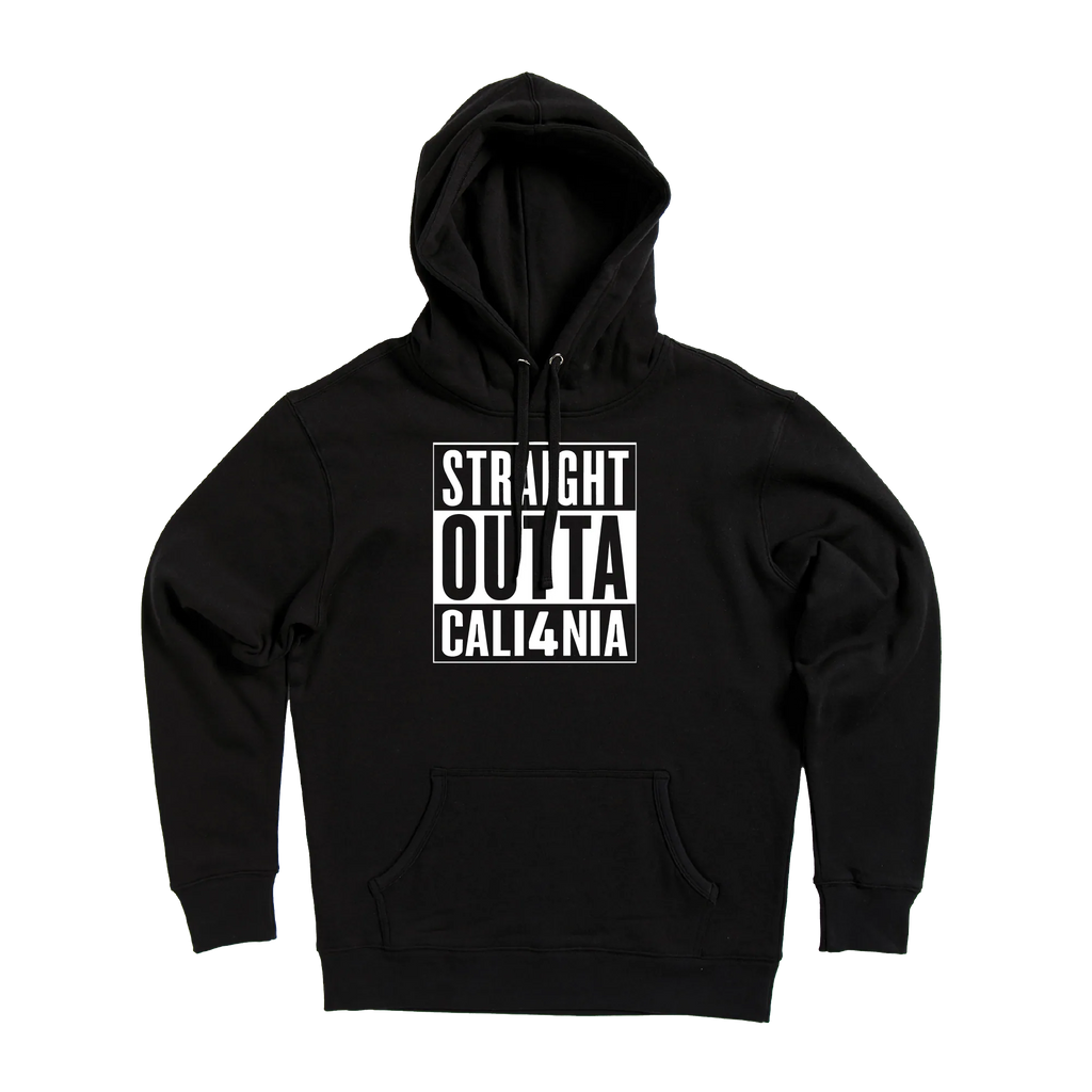 Straight Outta CALI4NIA Pullover Hoodie — Black (front)