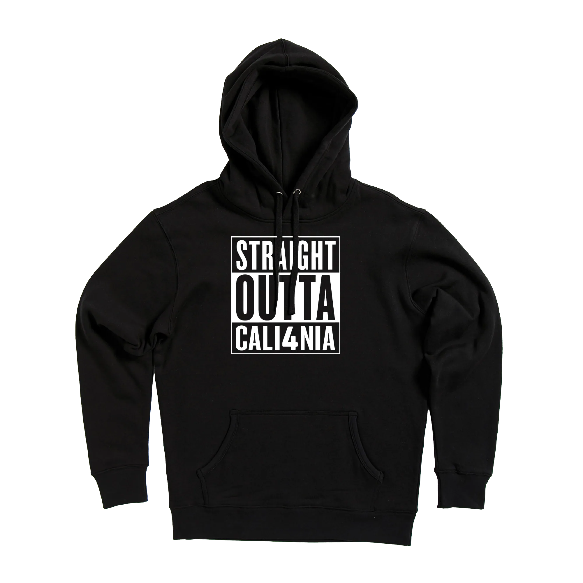 Straight Outta CALI4NIA Pullover Hoodie — Black (front)